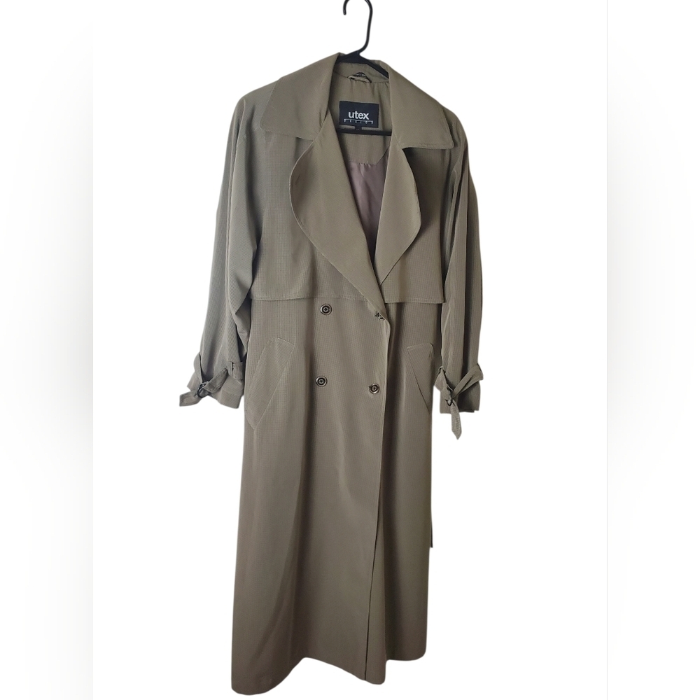 Vintage Utex Disign Trech Coat-Tan Beige Size 10 - Picture 3 of 7